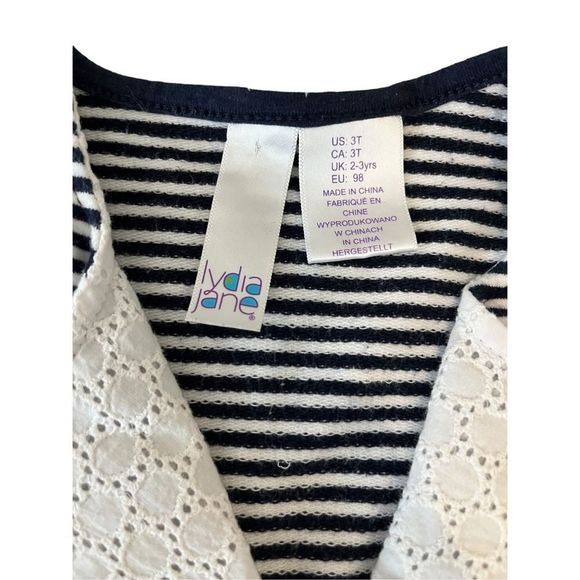 Lydia Jane Button Down Spring Blue And White Striped Sweater, 3T - Picture 5 of 6